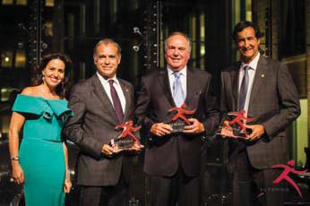 Left to right: Caroline Codsi, Founding President of Women and Boards with honourees Yves Desjardins-Siciliano, Robert Tessier, Chairman of the Board of the Caisse de dépôt et placement du Québec, and François J. Coutu, President and CEO of Jean Coutu.